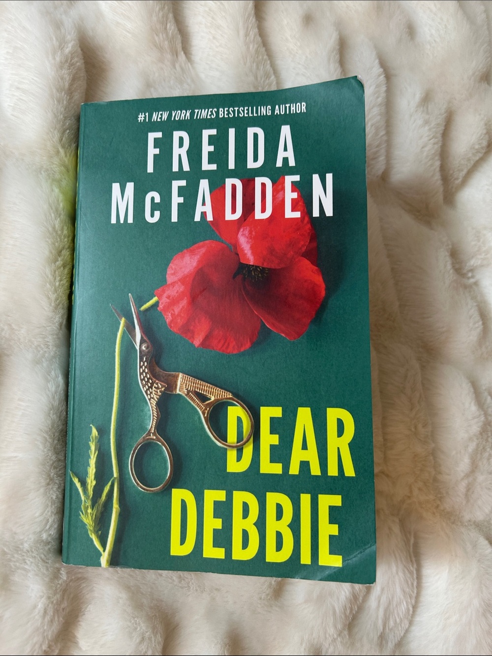 Freida McFadden "Dear Debbie" Paperback - Green Cover with Red Poppy